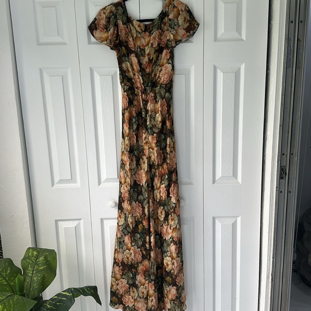 Selkie Floral Dress in Cottage Cravings size XS flutter sleeve 100% silk - Picture 5 of 8